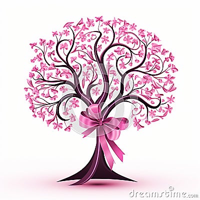 Pink ribbon on white background high resolution and royaltyfree Stock Photo
