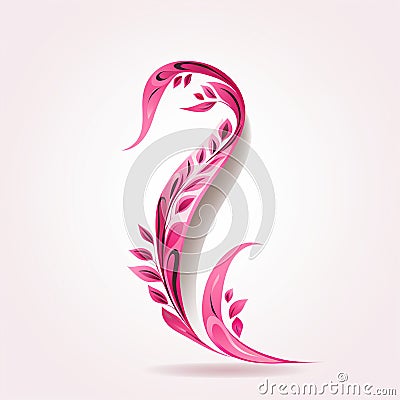 Pink ribbon on white background high resolution and royaltyfree Stock Photo