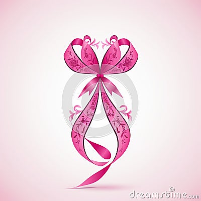 Pink ribbon on white background high resolution and royaltyfree Stock Photo