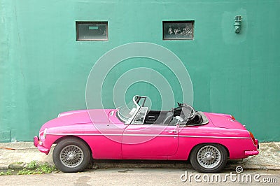 Pink Roadster Car Stock Photo