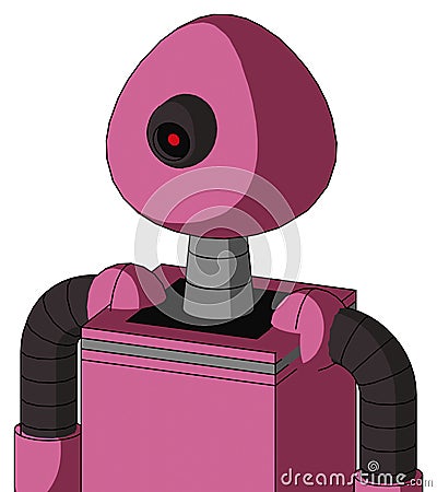 Pink Robot With Rounded Head And Black Cyclops Eye Stock Photo