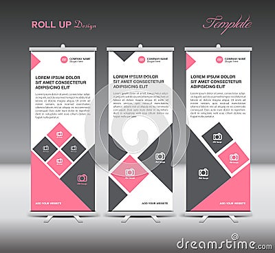 Pink Roll Up Banner template display advertisement layout vector Vector Illustration