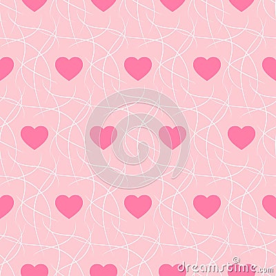 Pink romantic background with hearts and imitation nest seamless - vector Vector Illustration