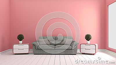 Pink room -Beautiful room, Empty room , Modern bright interior. 3D rendering Stock Photo