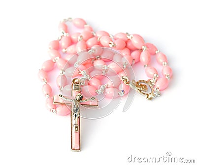 Pink Rosary Stock Photo