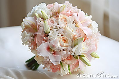 close up photo pink rose bouquet elegant, generative ai Stock Photo