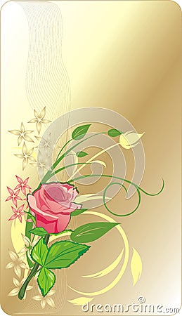 Pink rose. Decorative card Vector Illustration