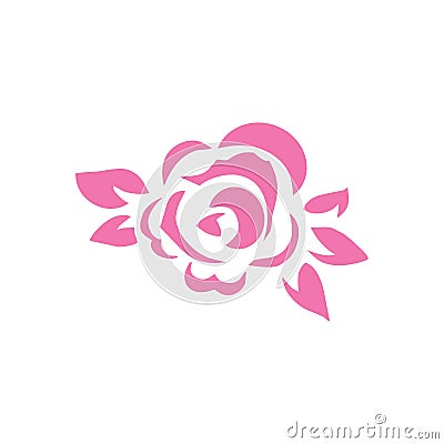 Pink rose flower graphic tattoo shape cut Vector Illustration