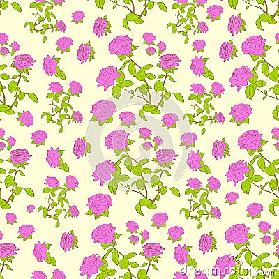 Pink rose flower seamless pattern vector Vector Illustration