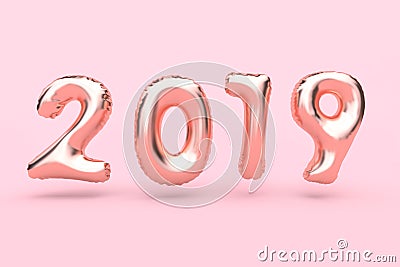 3d rendering 2018 pink-rose gold abstract balloon type-number floating pink background new year holiday concept Stock Photo