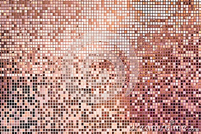 Pink rose gold square mosaic tiles for background Stock Photo