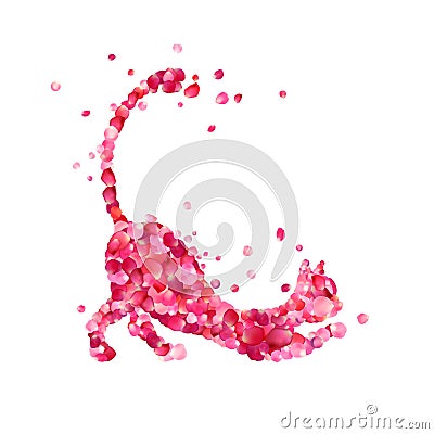 Ð¡at of pink rose petals Vector Illustration