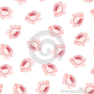 Pink rose spring summer floral seamless pattern Vector Illustration