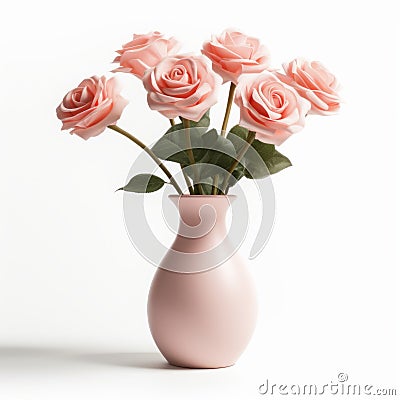 Pink Rose Vase A Beautiful Floral Arrangement On A White Background Stock Photo