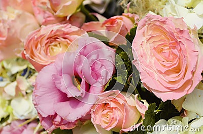 Pink Rose Wedding Bouquet Stock Photo