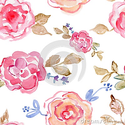 Pink roses. watercolor hand-painted, vintage illustration Stock Photo