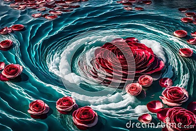 Pink roses in whirlpool Stock Photo