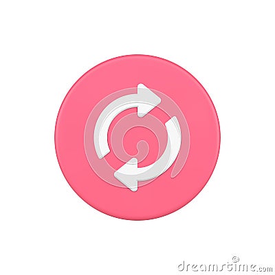 Pink rotation arrows refresh designator 3d button icon vector illustration Vector Illustration