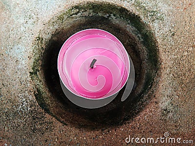 Pink round candle Stock Photo