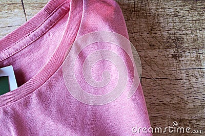 Pink round neck T-Shirt close up Stock Photo