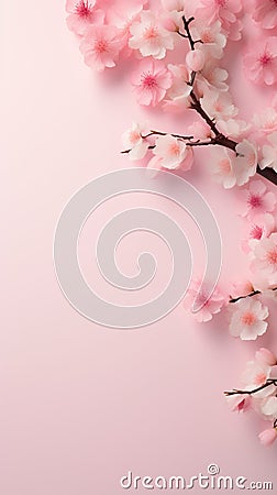 Pink sakura blossom spring vertical background with copy space Stock Photo