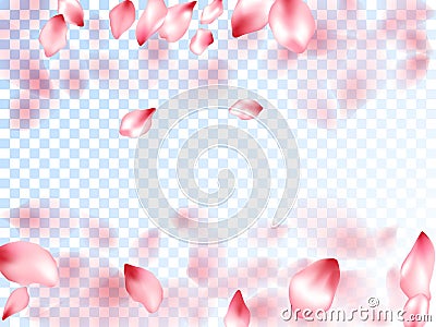 Pink sakura petals falling vector graphics. Vector Illustration