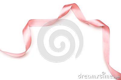 Pink satin ribbon isolated on white Stock Photo