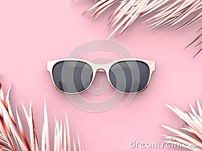 3d rendering Pink scene abstract sunglasses summer concept Stock Photo