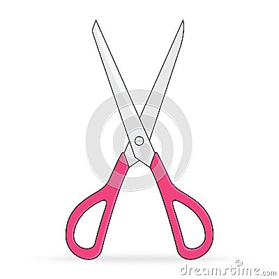 Pink scissors sharp isolated on white background Vector Illustration