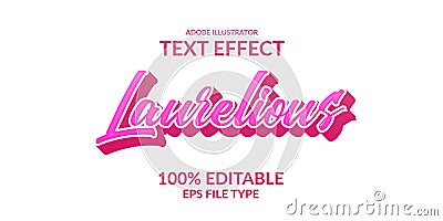 Pink script feminine adobe illustrator text effect. girly editable text effect Stock Photo