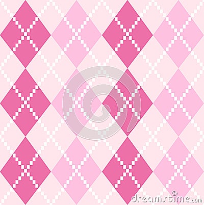 Pink seamless Argyle Pattern for Valentines day Vector Illustration