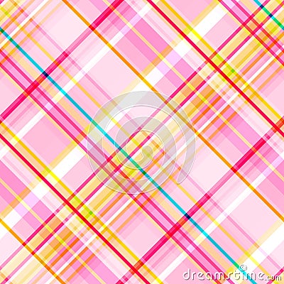 Pink seamless checkered print, diagonal pattern Vector Illustration