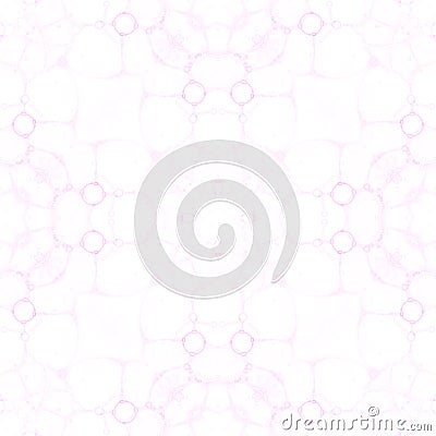 Pink seamless pattern. Appealing delicate soap bubbles. Lace hand drawn textile ornament. Kaleidosco Stock Photo