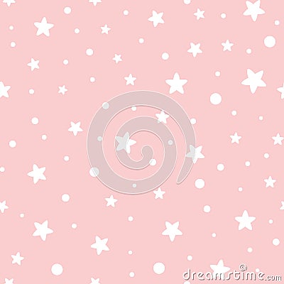 Pink seamless pattern stars geometric pink ornamental background baby shower sweet girl background Vector Illustration