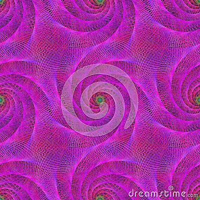 Pink seamless wired fractal spiral background Vector Illustration