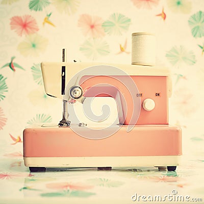 Pink Sewing machine Stock Photo