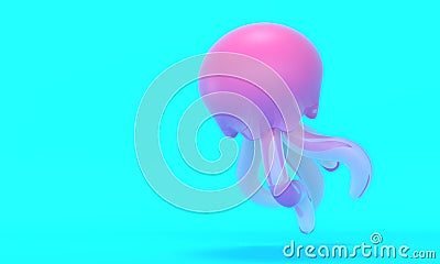 Pink shiny jellyfish toy on a blue background. 3d rendering Stock Photo