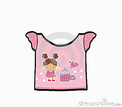 Pink shirt girl illustration Cartoon Illustration