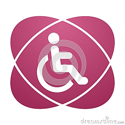 Pink sign Disabled icon sign Accessibility Vector Illustration