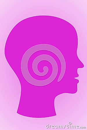 Woman bald head pink silhouette Stock Photo