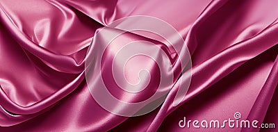 Pink silk satin fabric background. Wavy soft folds of pink fabric. Shiny fabric surface Stock Photo