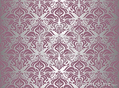 Pink & silver vintage wallpaper Stock Photo