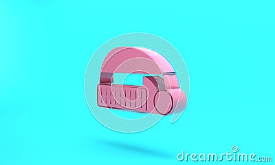 Pink Sleeping hat icon isolated on turquoise blue background. Cap for sleep. Minimalism concept. 3D render illustration Cartoon Illustration