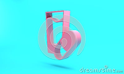 Pink Sleeping pill icon isolated on turquoise blue background. Minimalism concept. 3D render illustration Cartoon Illustration