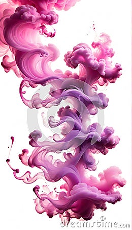 pink smoke abstact art isolated white background. Stock Photo