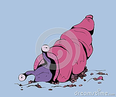 Pink snail Crazy pink and violet snail watching at you Vector Illustration