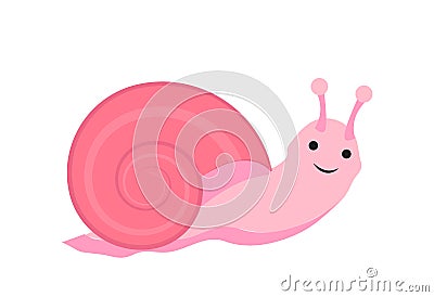 Pink snail icon, flat, cartoon style. Isolated on white background. Vector illustration. Vector Illustration