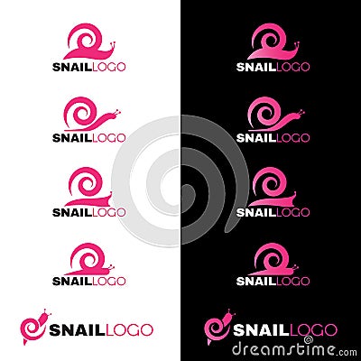 Pink Snail line logo vector on white and black background Vector Illustration