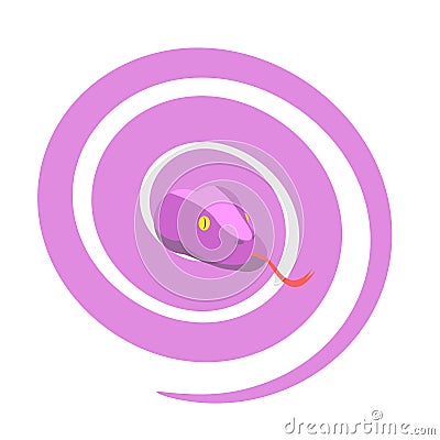 Pink snake. Dangerous Female reptile curled up into a ball. Vector illustration Vector Illustration