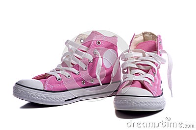 Pink Sneakers or Basketball Shoes Stock Photo